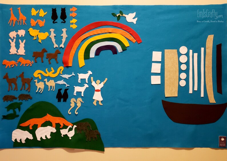 Noahs Ark Felt Wall // Christian Gift // Old Testament Church // Kids age 3, 4, 5, 6 // Girls boys toy // Girl boy gift // Giant quiet book image 7