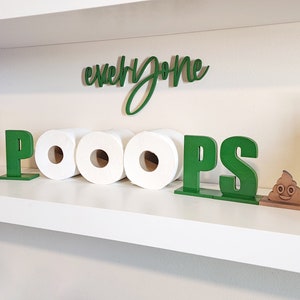 Everyone Poops Toilet Paper Holder Shelf // Funny Bathroom Humor Decor // TP Sign Green