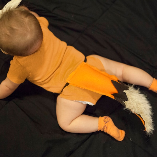 Fox tail costume - Orange, brown felt, fur Halloween Costume - Kids, Women, Men - Custom Elastic Waist Band
