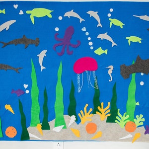Ocean Felt Wall // Montessori Educational Gift // Kids ages 3, 4, 5, 6 // Girl boy toys // Felt Mat Board // Nautical Room Decor image 8