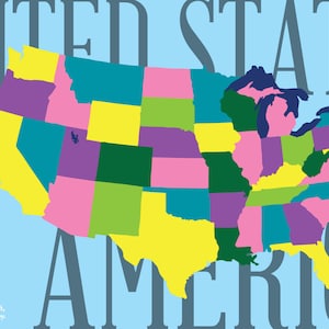 Pattern for United States Montessori Map - Interactive USA activity for Felt or Paper, 3x5 ft. Printable - Buy a Craft, Feed a Baby