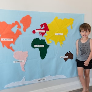 Weltkarte Filzwand // Montessori Karte // Kontinente für die 3.4.3.5 Klasse