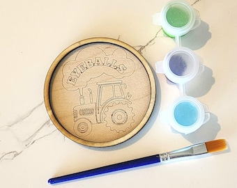 Tractor Paint Kit with Custom Name // Teen or Kids Craft Activity Gift