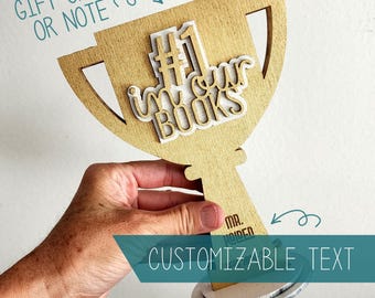 Librarian Appreciation Trophy // Personalized Gift Card and Note Holder for Library Teacher