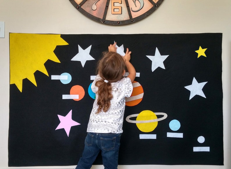 Pattern for Outer Space Montessori Wall Activity. Toddler Gift Decor / Craftivity. Buy a craft, feed a baby. image 1