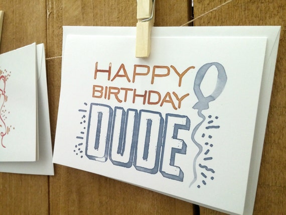 Joyeux Anniversaire Dude Carte De Voeux Guy Carte De Etsy