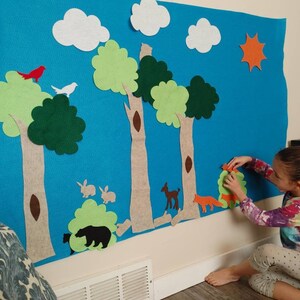 Forest Theme Party Decor // Felt Wall Montessori Learning // Kids gift ages 3, 4, 5, 6 // Learn with toys // Girl Boy image 2