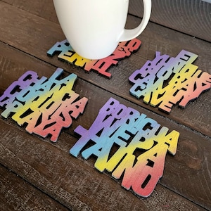 Puerto Rico Coasters // PR Birthday Gift //  Wood Drink Coasters // Boricua Gift // Puerto Rican Man Woman Gift // Em Is Crafty