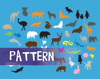 Pattern for Animal Shapes // SVG PDF for Cricut or Silhouette // Kids Felt Wall - Montessori // Girl Boy Gift //  Kids Gift Age 3 4 5 6 7