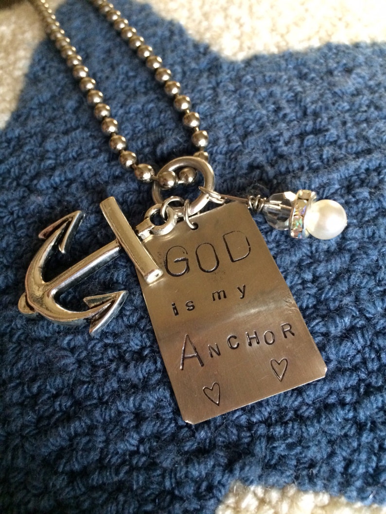 God Is My Anchor stamped necklace | Etsy