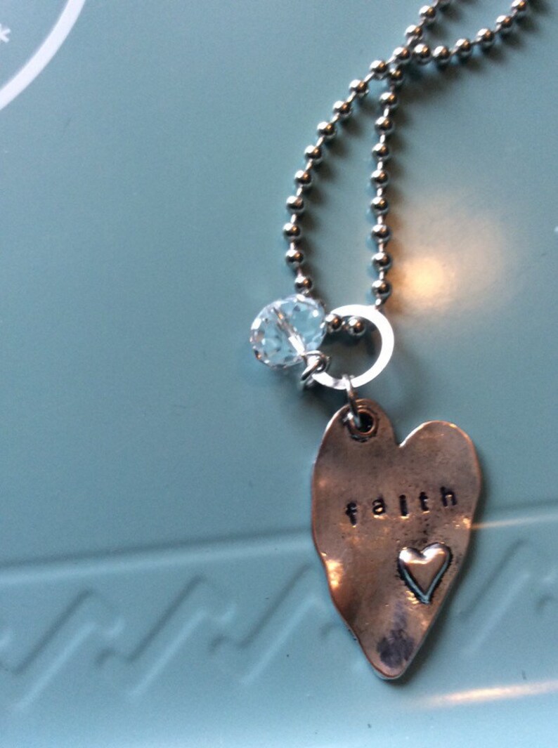 Faith stamped heart necklace Etsy