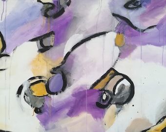 Neurodivergent Colourful Wall Art, Vibrant Purple Painting, Original Abstract Art