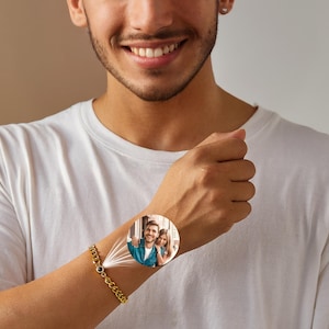 Custom Photo Projection Chain Bracelet Gifts for Dad/Lovers/friends/mens bracelet Anniversary Friendship Gift bracelet gifts for couples