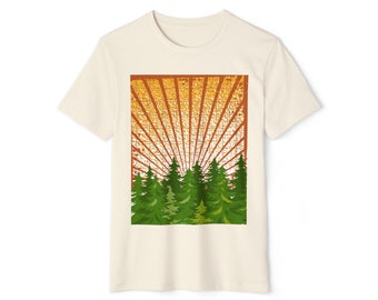 Sunburst T-shirt, Organic Cotton, Recycled, Sustainable, Earth, Nature, Trees, Boho