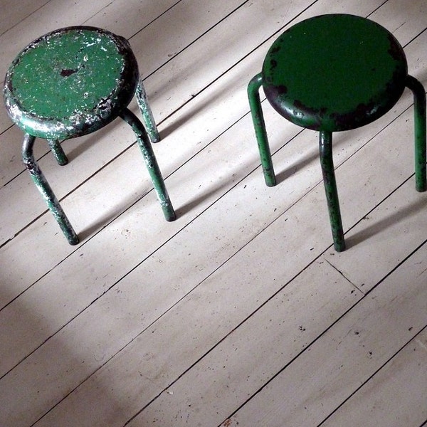 Pair of Vintage French Coffee House Stools