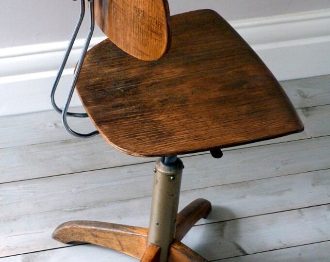 Vintage Bauhaus Oak Architects Desk Chair Etsy