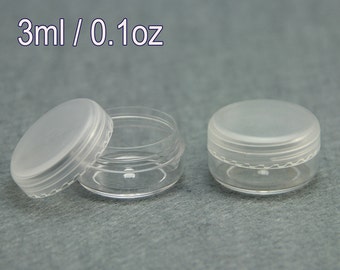 10 x Empty Cosmetic Plastic  Pots Containers 3ml/0.1oz Translucent Lids