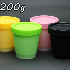 Spedizione gratuita - Barattoli di plastica vuoti, contenitori per vasi da 200 g, neri, rosa, gialli, verdi