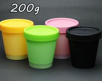 Free shipping - Empty Plastic Jars Pots Containers 200g Black Pink Yellow Green