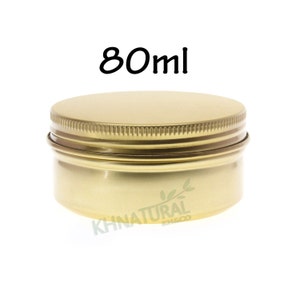 Empty Tin Cosmetic Pots Jar Containers  Aluminium Gold 80ml