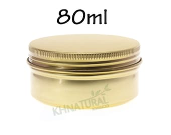 Empty Tin Cosmetic Pots Jar Containers  Aluminium Gold 80ml