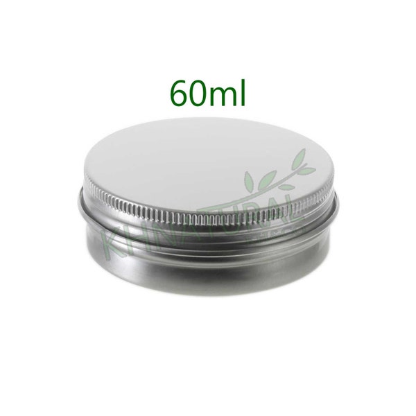 Empty Cosmetic Pots Jar Containers Tin Aluminium Silver 60ml