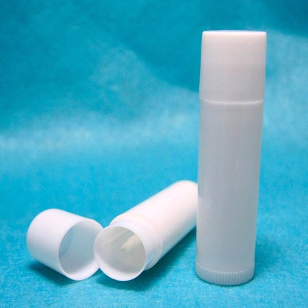 50 Empty LIP BALM Containers (Tubes & Caps) White - Free Shipping!