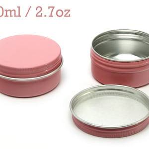 送料無料 - 空のピンク缶コスメポットジャー容器アルミニウム80ml 2.7オンス