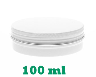 Free shipping - Empty WHITE Tin Cosmetic Pots Jar Containers Aluminium 100ml 3.4oz