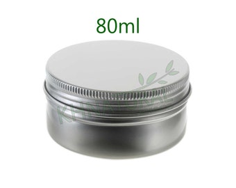 Empty Cosmetic Pots Jar Containers Tin Aluminium Silver 80ml