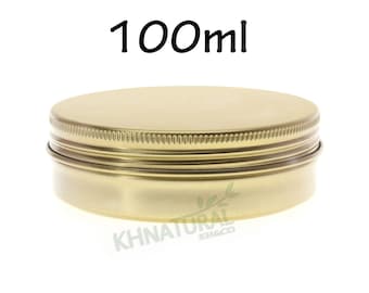 Empty Tin Cosmetic Pots Jar Containers Aluminium Gold 100ml
