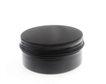 Free shipping - Empty BLACK Tin Cosmetic Pots Jar Containers Aluminium 80ml 2.7oz