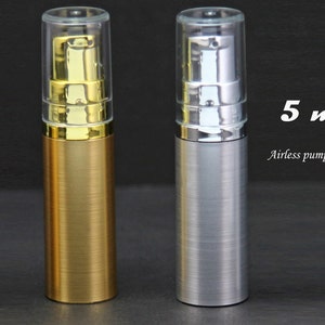 Empty Airless Pump bottles Silver / Gold Clear Cap 5ml
