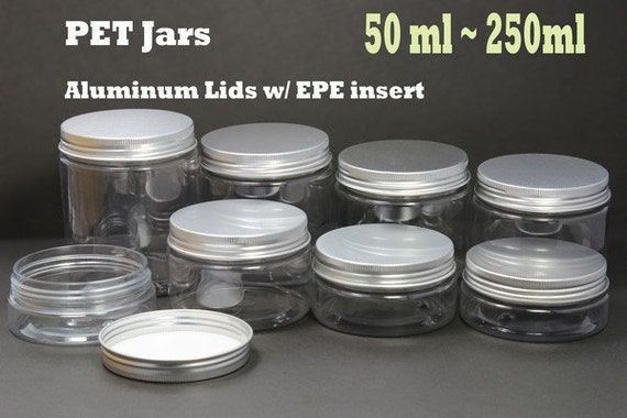 50ml 100ml 150ml 200ml 250ml PET PLASTIC STORAGE JARS CONTAINERS LIDS PET  TUB