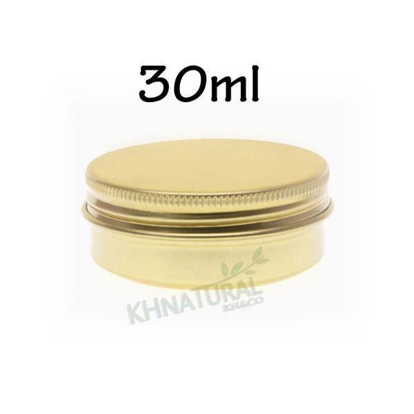 Empty Tin Cosmetic Pots Jar Box Containers Aluminium Gold 30ml