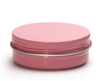 Free shipping - Empty Pink Tin Cosmetic Pots Jar Containers Aluminium 60ml 2oz