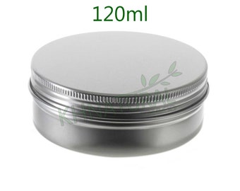 Empty Cosmetic Pots Jar Containers Tin Aluminium Silver 120ml  4oz