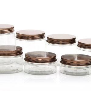 Free shipping - [Pack of 6] Empty PET Jars with Bronze color metal Lids  50ml-250ml