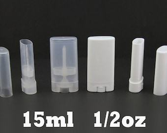 Empty Oval Lip Balm Tubes Deodorant Containers Clear White 15ml