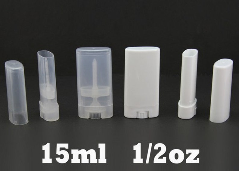 Empty Oval Lip Balm Tubes Deodorant Containers Clear White 15ml image 1