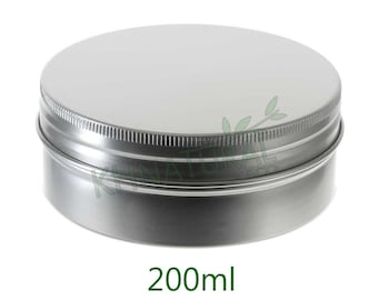 200ml Aluminium Tins Silver Cosmetic Pots Jar Containers