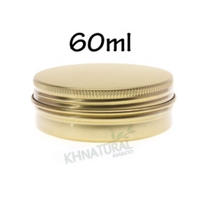 Empty Tin Cosmetic Pots Jar Box Containers Aluminium Gold 60ml
