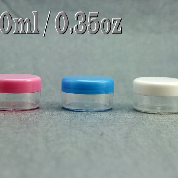 10 x Empty Cosmetic Plastic  Pots Jar Containers 10ml/0.35oz