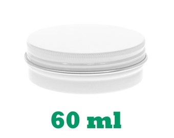 Free shipping - Empty White Tin Cosmetic Pots Jar Containers Aluminium 60ml 2oz