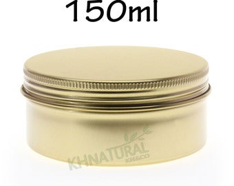 Empty Tin Aluminium Pots Jar Containers Cosmetic Food Gold 150ml