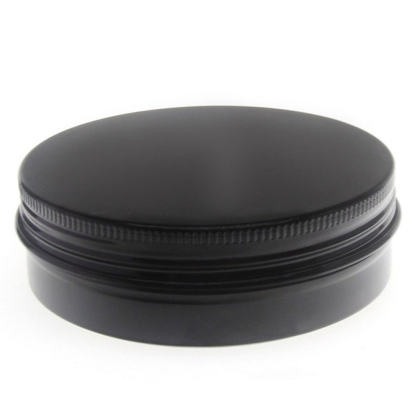 Free shipping - Empty BLACK Tin Cosmetic Pots Jar Containers Aluminium 100ml 3.4oz