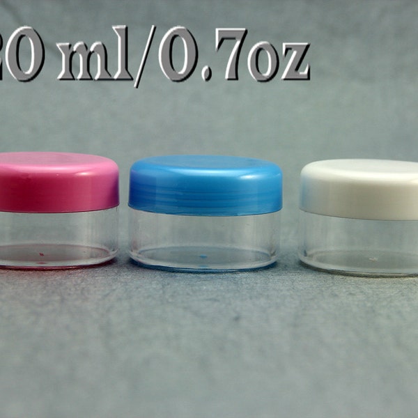 10 x Empty Cosmetic Plastic  Pots Jar Containers 20ml/0.7oz
