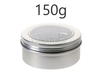 150ml View Window Aluminium Pots Tins Cosmetic Container Jar