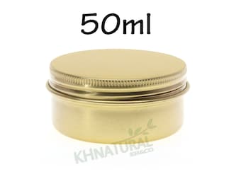 Empty Tin Cosmetic Pots Jar Box Containers Aluminium Gold 50ml