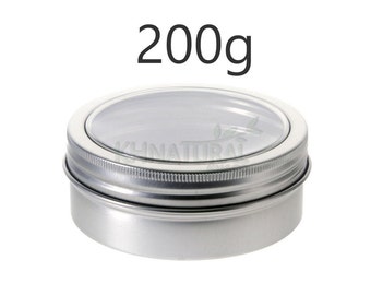 200ml View Window Aluminium Pots Tins Cosmetic Container Jar